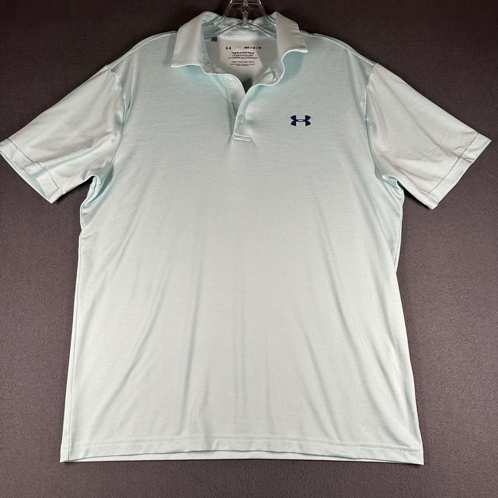 Under Armour Playoff Polo Shirt Mens Medium M Light Blue Loose Fit‎ Short Sleeve